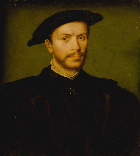 Portrait of a Bearded Man in Black, vintage artwork by Attributed to Claude Corneille de Lyon, A3 (16x12") Poster Print