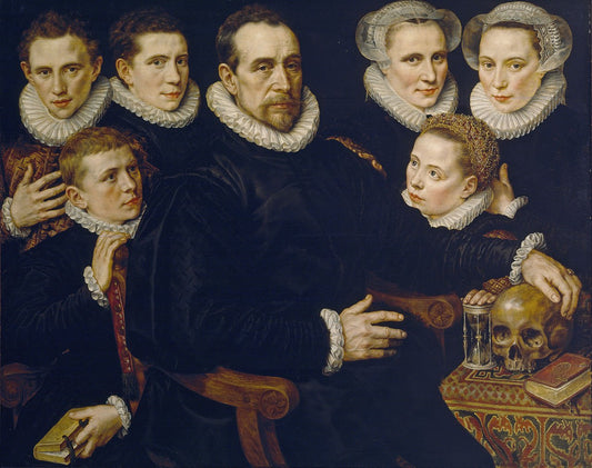 Portrait of a Family, vintage artwork by Adriaen Thomasz. Key, A3 (16x12") Poster Print