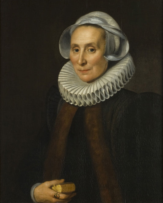 Portrait of a Fifty-Two-Year-Old Woman, vintage artwork by Michiel Jansz. van Mierevelt, 12x8" (A4) Poster