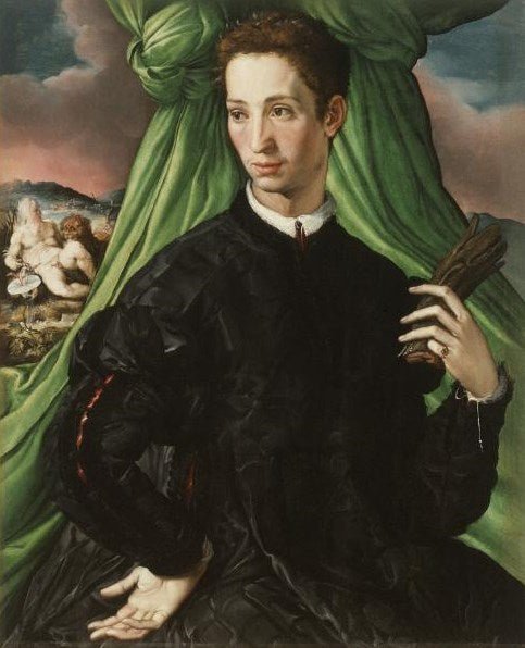 Portrait of a Florentine Nobleman, vintage artwork by Francesco Salviati, A3 (16x12") Poster Print