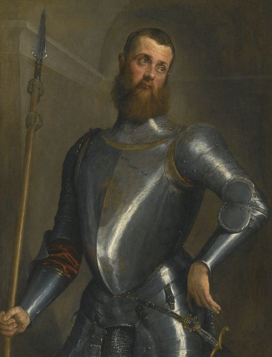 Portrait of a Gentleman in Full Armor, vintage artwork by Jacopo Bassano, A3 (16x12") Poster Print