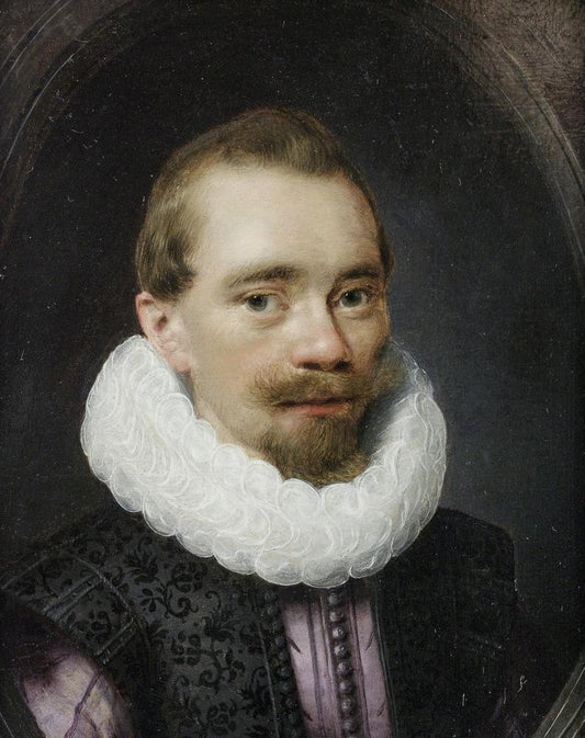 Portrait of a Gentleman in Purple Coat, vintage artwork by Jan van Ravesteyn, 12x8" (A4) Poster