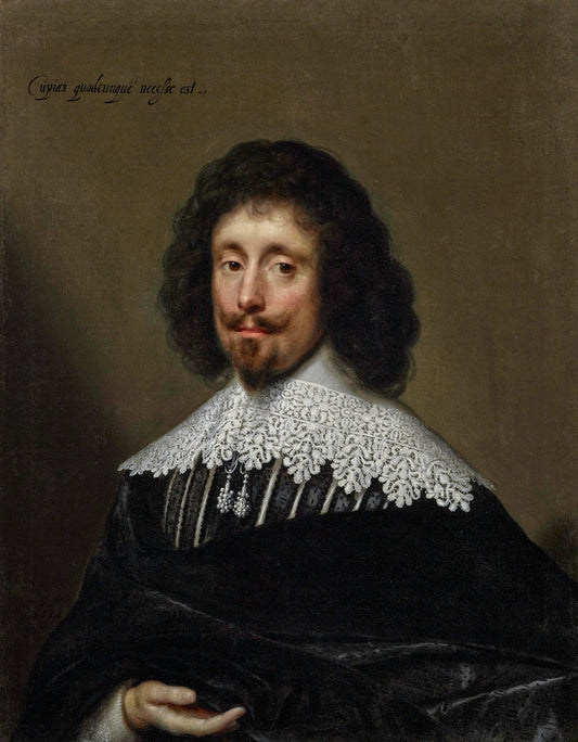 Portrait of a Gentleman, probably James Howell, vintage artwork by Cornelis Janssen van Ceulen the Elder, 12x8" (A4) Poster