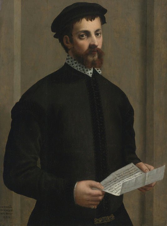 Portrait of a Gentleman with a Letter, vintage artwork by Francesco Salviati, A3 (16x12") Poster Print