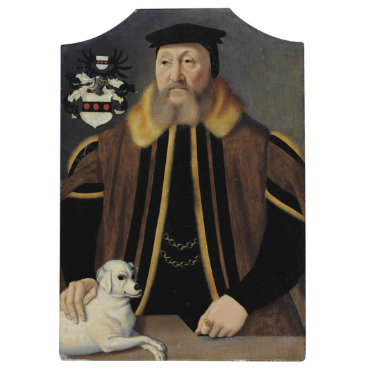 Portrait of a Gentleman with His Dog, vintage artwork by Bartholomäeus Bruyn the Elder, A3 (16x12") Poster Print