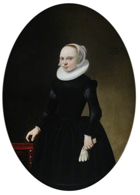 Portrait of a Girl Aged 19, vintage artwork by Attributed to Michiel Jansz. van Mierevelt, 12x8" (A4) Poster