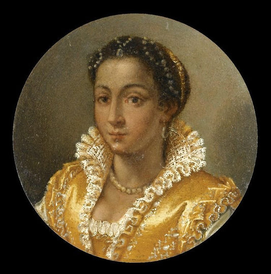 Portrait of a Girl in a Yellow Silk Dress, vintage artwork by Lavinia Fontana, A3 (16x12") Poster Print