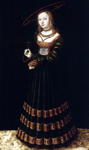 Portrait of a Girl with Forget-me-nots, vintage artwork by Lucas Cranach the Elder, A3 (16x12") Poster Print