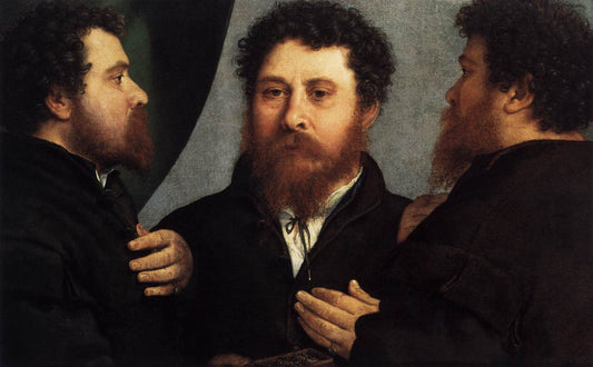 Portrait of a Goldsmith in Three Positions, vintage artwork by Lorenzo Lotto, A3 (16x12") Poster Print
