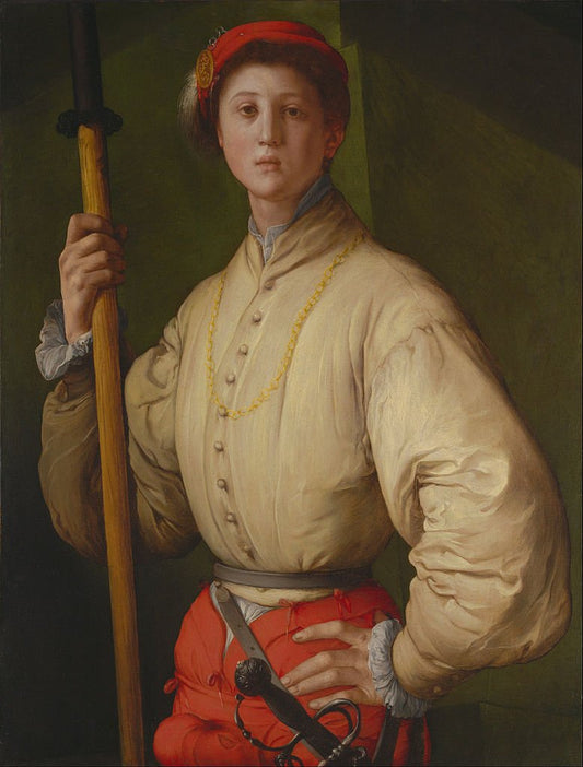 Portrait of a Halberdier (Francesco Guardi?), vintage artwork by Pontormo, A3 (16x12") Poster Print