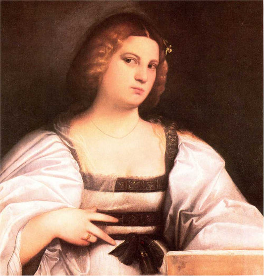 Portrait of a Lady Behind a Parapet, vintage artwork by Giovanni Cariani, A3 (16x12") Poster Print