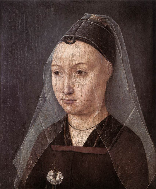 Portrait of a Lady with a Carnation, vintage artwork by Master of the legend of St Ursula, A3 (16x12") Poster Print