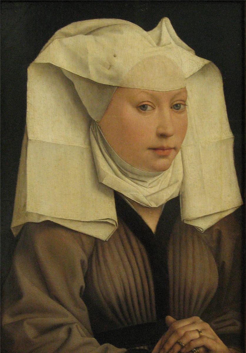 Portrait of a Lady with a White Headress, vintage artwork by Rogier van der Weyden, A3 (16x12") Poster Print