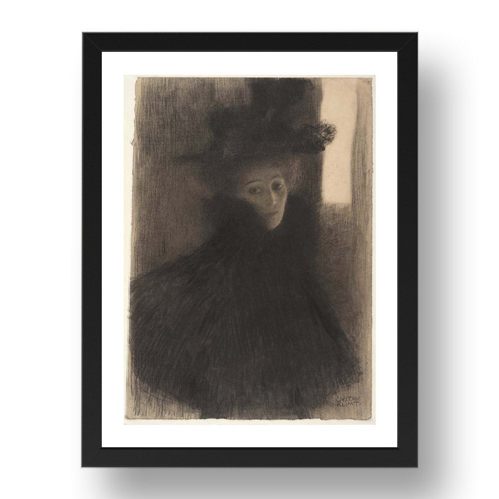 Portrait of a Lady with Cape and Hat 1897 1898 by Gustav Klimt, 17x13" Frame