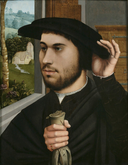 Portrait of a Man at the Window, vintage artwork by Ambrosius Benson, A3 (16x12") Poster Print