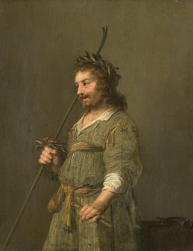 Portrait of a Man Dressed as a Shepherd, vintage artwork by Hendrick Pot, 12x8" (A4) Poster