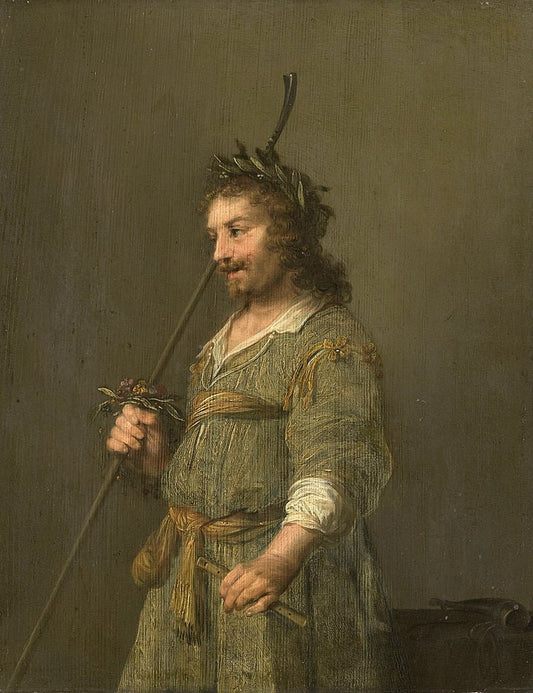 Portrait of a Man Dressed as a Shepherd, vintage artwork by Hendrick Pot, 12x8" (A4) Poster
