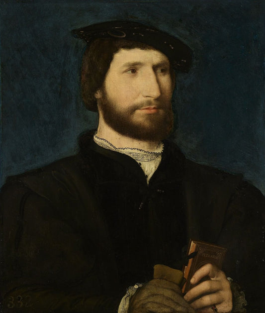 Portrait of a Man Holding a Volume of Petrarch, vintage artwork by Jean Clouet, A3 (16x12") Poster Print
