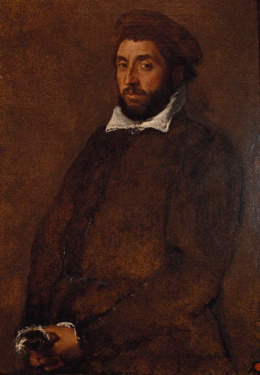 Portrait of a Man Holding Gloves, vintage artwork by Jacopo Bassano, A3 (16x12") Poster Print