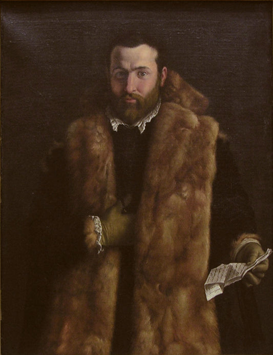 Portrait of a Man in a Fur-Trimmed Coat, vintage artwork by Italian School 16th Century - Unknown, A3 (16x12") Poster Print