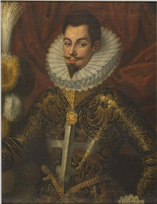 Portrait of a Man in Armor, vintage artwork by Spanish School 16th Century - Unknown, A3 (16x12") Poster Print