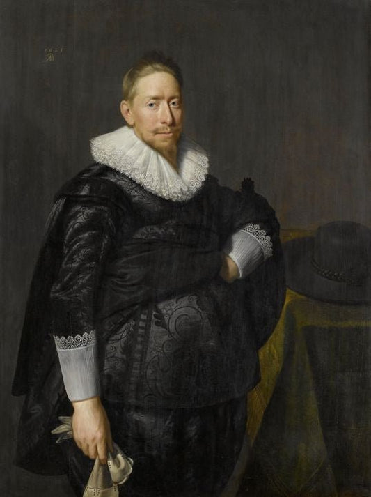 Portrait of a Man, Probably from the Pauw Family, vintage artwork by Paulus Moreelse, 12x8" (A4) Poster