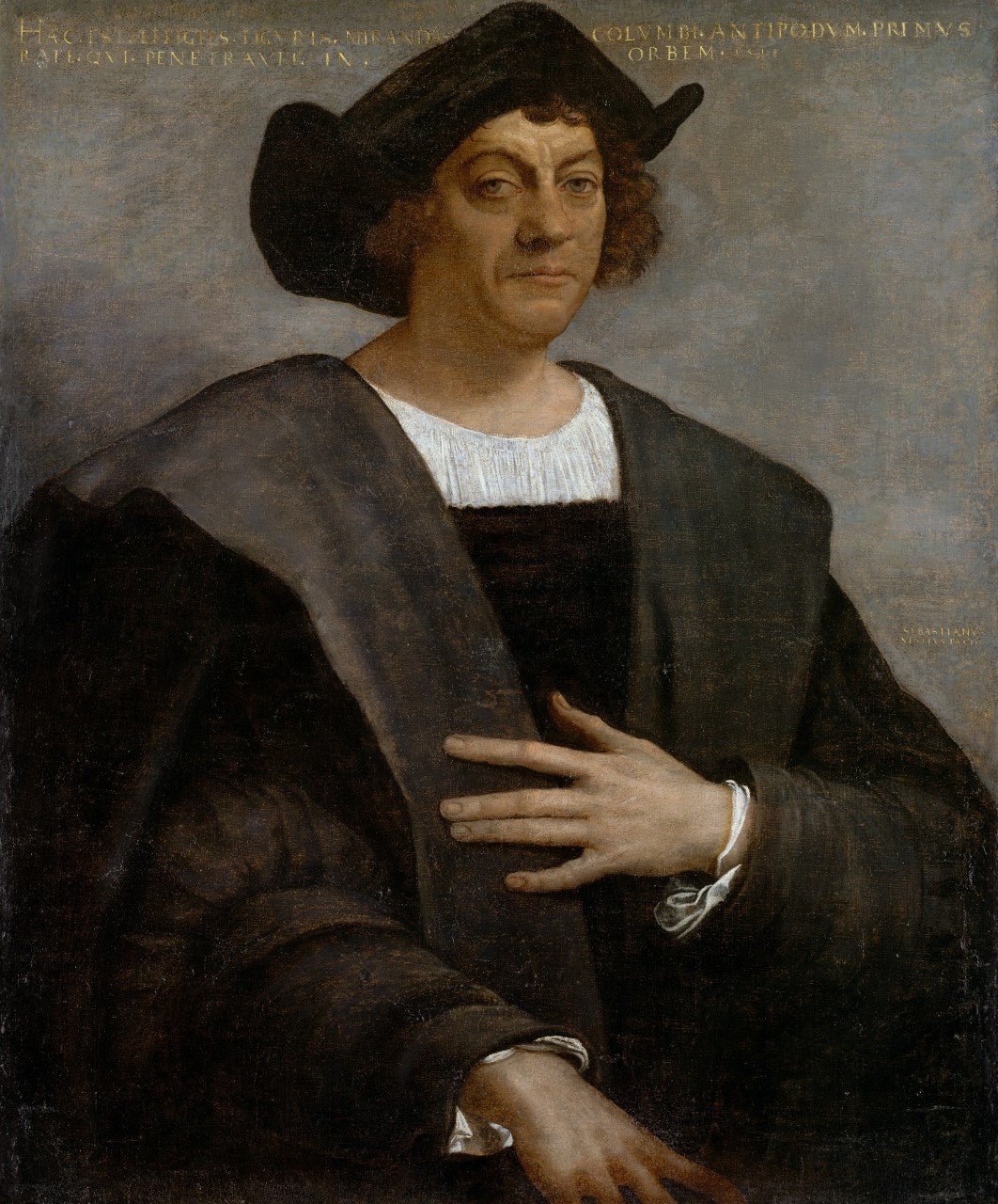 Portrait of a Man, Said to be Christopher Columbus (1446-1506), vintage artwork by Sebastiano del Piombo, A3 (16x12") Poster Print