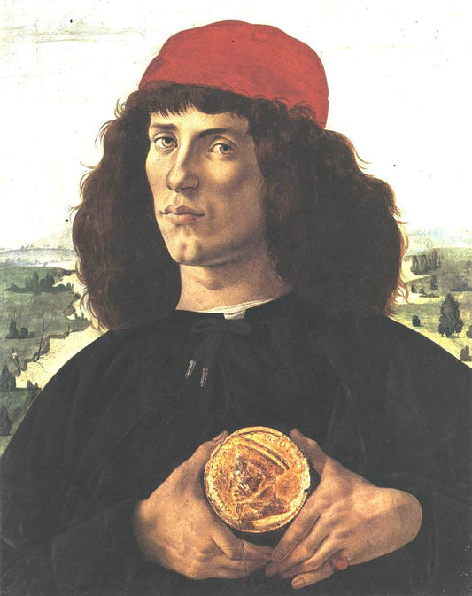 Portrait of a Man with a Medal of Cosimo the Elder, vintage artwork by Sandro Botticelli, A3 (16x12") Poster Print