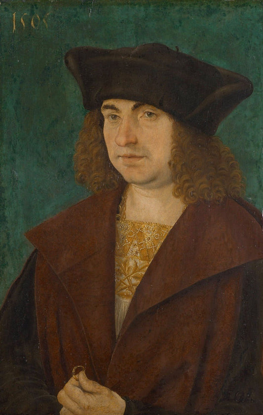 Portrait of a Man with a Ring, vintage artwork by Attributed to Leonhard Beck, A3 (16x12") Poster Print