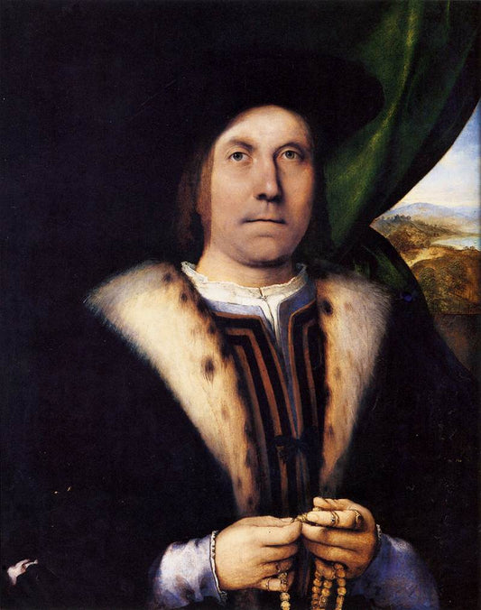 Portrait of a Man with a Rosary, vintage artwork by Lorenzo Lotto, A3 (16x12") Poster Print
