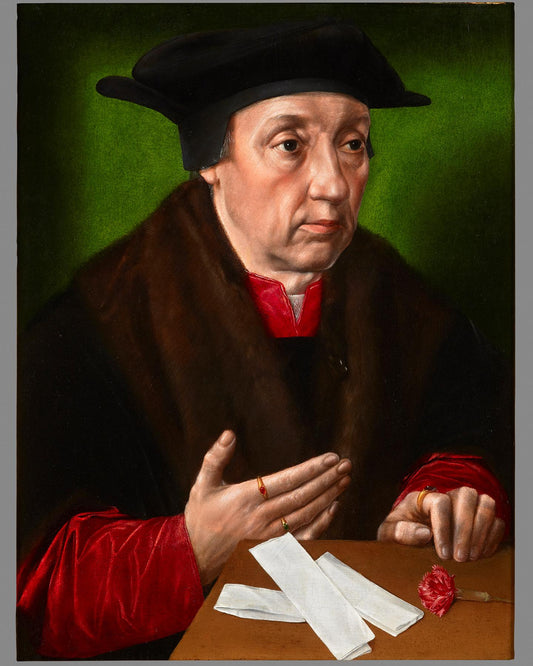 Portrait of a Man with Flower, vintage artwork by Ambrosius Benson, A3 (16x12") Poster Print