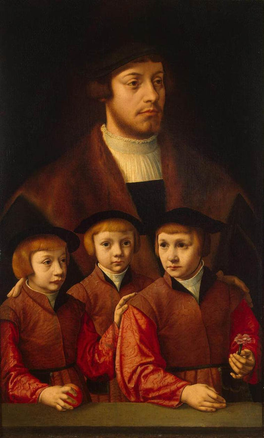 Portrait of a Man with Three Sons, vintage artwork by Bartholomäeus Bruyn the Elder, A3 (16x12") Poster Print