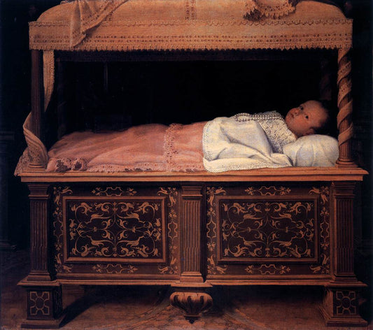 Portrait of a Newborn in a Cradle, vintage artwork by Lavinia Fontana, A3 (16x12") Poster Print