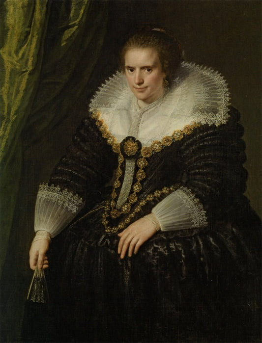 Portrait of a Noble Woman, vintage artwork by Paulus Moreelse, 12x8" (A4) Poster
