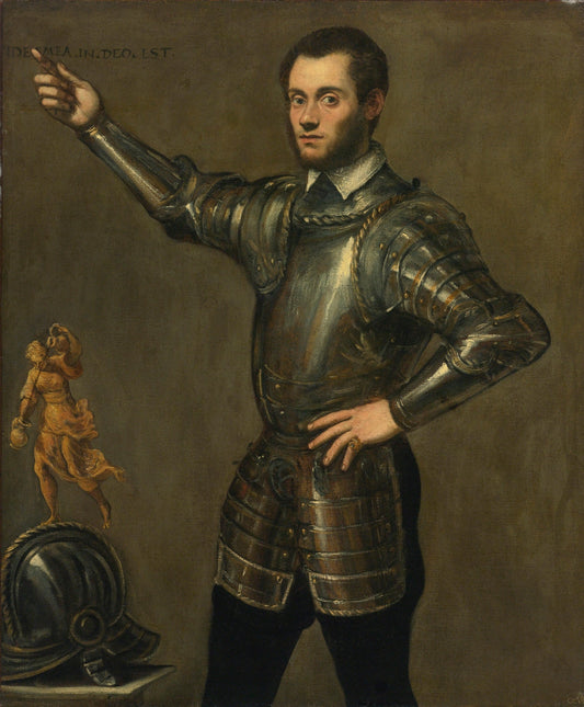 Portrait of a Nobleman in Armour, vintage artwork by Domenico Tintoretto, A3 (16x12") Poster Print