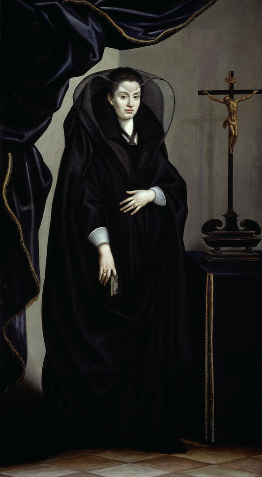Portrait of a Noblewoman Dressed in Mourning by  Jacopo Chimenti, called Jacopo da Empoli, 23x16"( A2 size) Poster Print
