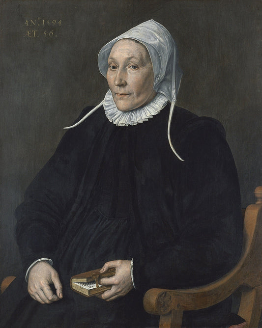 Portrait of a Woman aged Fifty-six, vintage artwork by Cornelis Ketel, 12x8" (A4) Poster