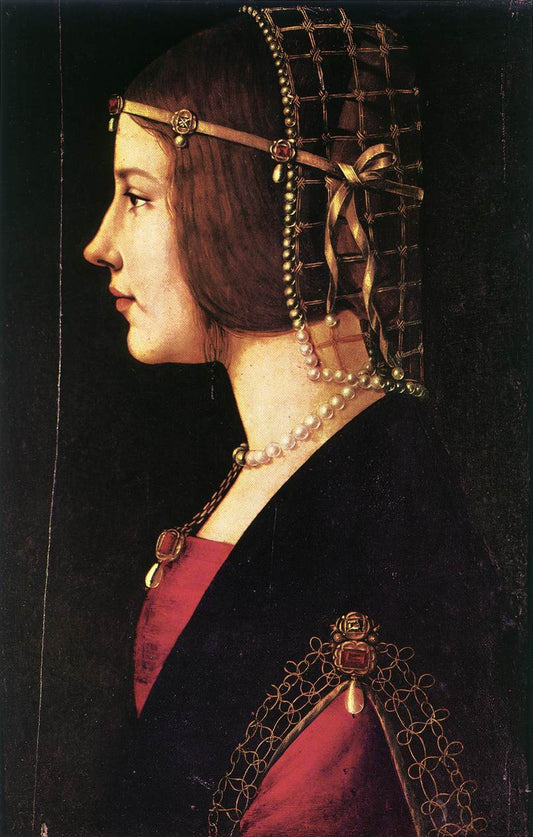 Portrait of a Woman (Beatrice d'Este)?, vintage artwork by Attributed to Giovanni Ambrogio de Predis, A3 (16x12") Poster Print