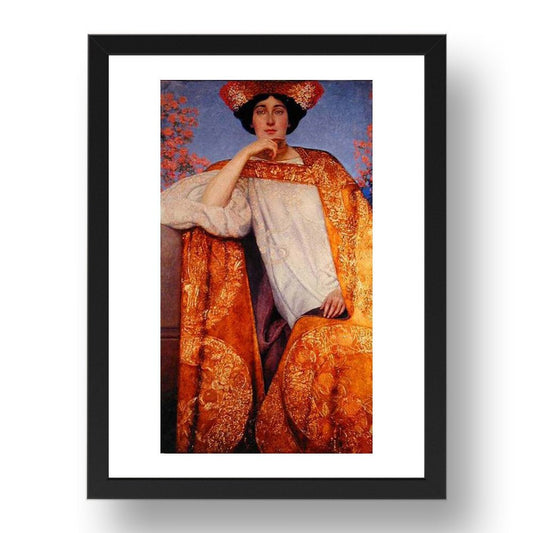 Portrait of a Woman in a Golden Dress Date unknown by Gustav Klimt, 17x13" Frame