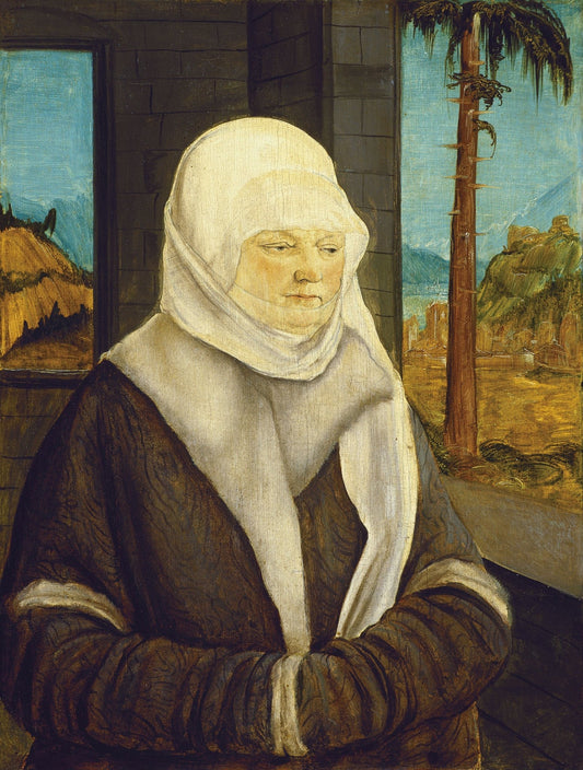 Portrait of a Woman of the Reuss Family, vintage artwork by Wolf Huber, A3 (16x12") Poster Print
