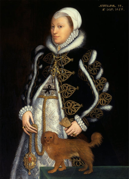 Portrait of a Woman, probably Catherine Carey, Lady Knollys, vintage artwork by Steven van der Meulen, A3 (16x12") Poster Print