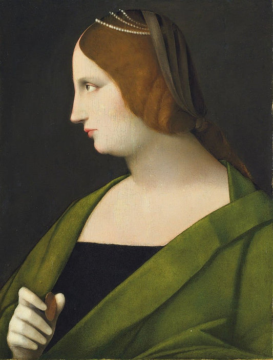 Portrait of a Woman with String of Pearls, vintage artwork by Vincenzo Catena, A3 (16x12") Poster Print