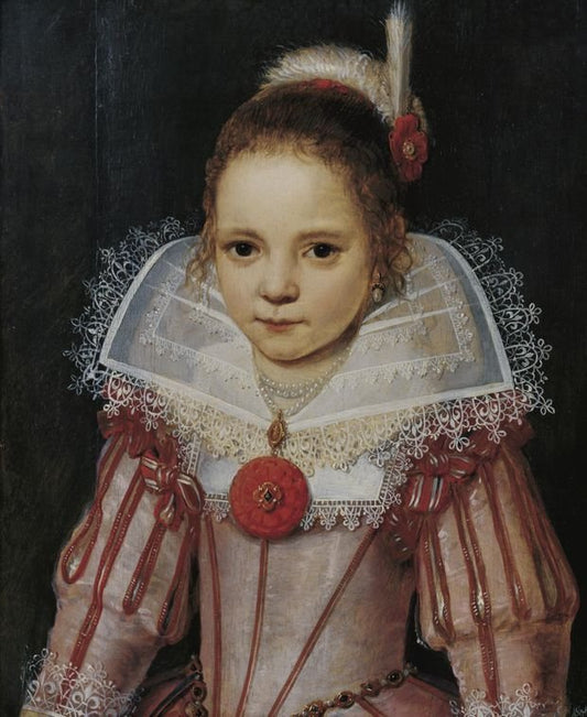 Portrait of a Young Girl in a Pink Dress, vintage artwork by Cornelis de Vos, 12x8" (A4) Poster
