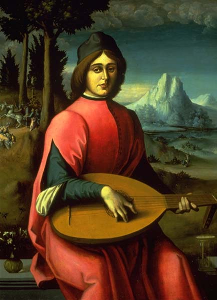 Portrait of a Young Lute Player, vintage artwork by Il Bacchiacca, A3 (16x12") Poster Print