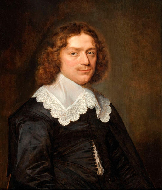 Portrait of a Young Man in a Black Dress with a White Lace Collar, vintage artwork by David Bailly, 12x8" (A4) Poster