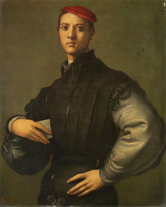 Portrait of a Young Man in a Red Cap, vintage artwork by Pontormo, A3 (16x12") Poster Print