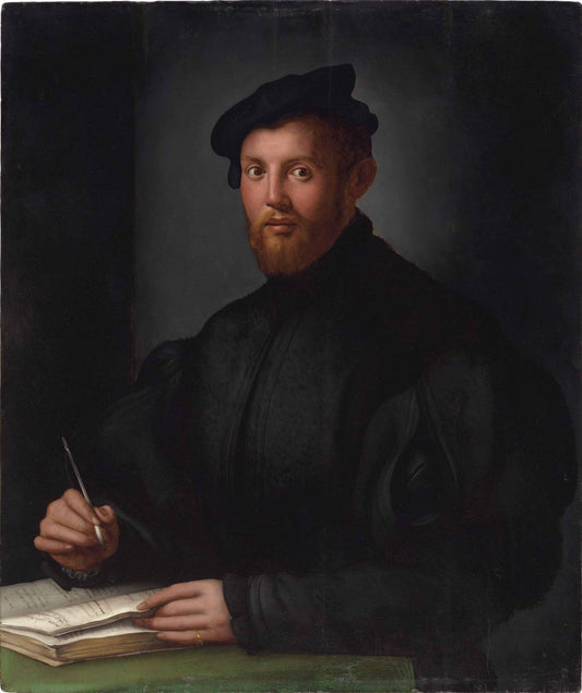 Portrait of a Young Man with a Book, vintage artwork by Attributed to Agnolo Bronzino, A3 (16x12") Poster Print