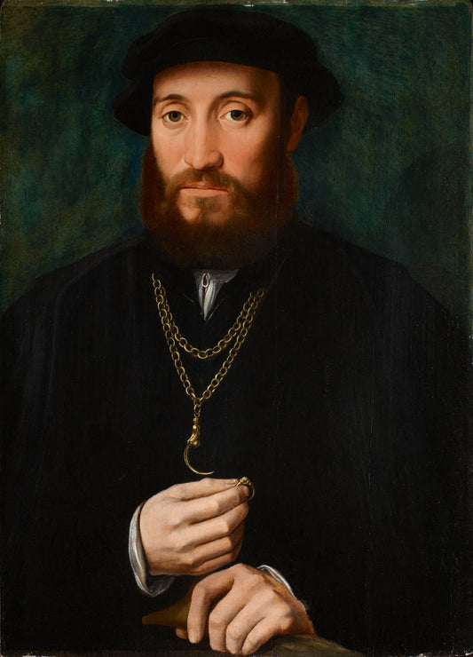 Portrait of a Young Man with an Engagement Ring, vintage artwork by Ambrosius Benson, A3 (16x12") Poster Print