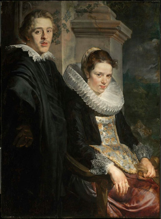 Portrait of a Young Married Couple, vintage artwork by Jacob Jordaens, 12x8" (A4) Poster