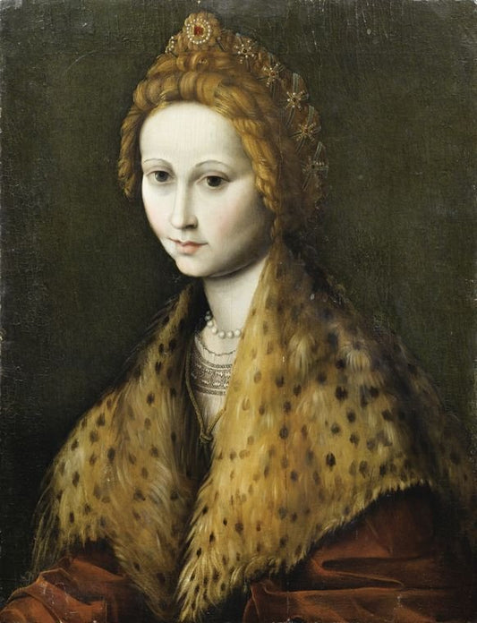 Portrait of a Young Woman with a Fur Collar, vintage artwork by Il Bacchiacca, A3 (16x12") Poster Print